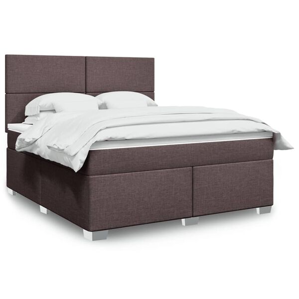 vidaXL Boxspring posteľ s matracom tmavohned&aacute; 180x200 cm l&aacute;tka