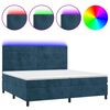 vidaXL Posteľn&yacute; r&aacute;m boxsping matrac a LED tmavomodr&yacute; 200x200 cm zamat