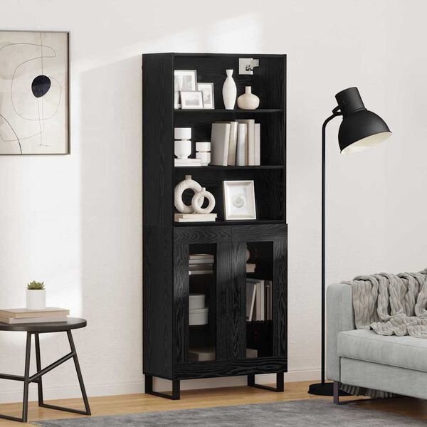 vidaXL Highboard Čierny dub 69,5 x 34 x 180 cm Kompozitn&eacute; drevo