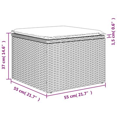 vidaXL Záhradná taburetka s vankúšom sivá 55x55x37 cm polyratan