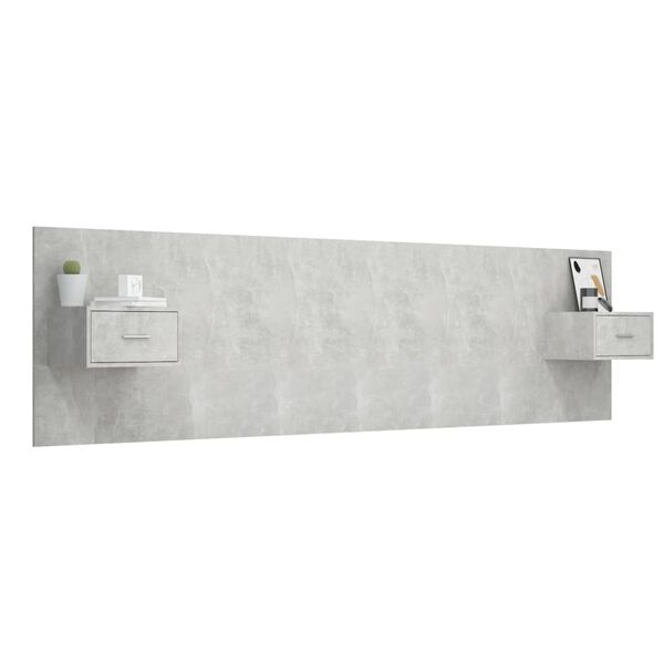 vidaXL Čelo postele so skrinkami bet&oacute;novo siv&eacute; spracovan&eacute; drevo