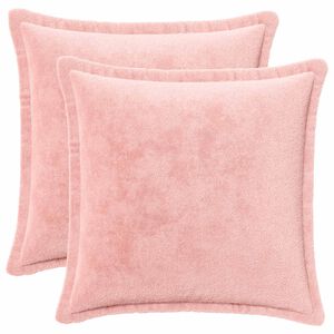 vidaXL Dekoračn&yacute; vank&uacute;&scaron; 2 ks HOUTEN Ružov&aacute; 30 x 30 cm Flanel