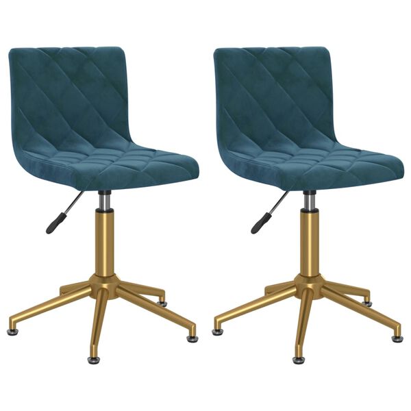 vidaXL Otočn&eacute; jed&aacute;lensk&eacute; stoličky 2 ks modr&eacute; zamatov&eacute;
