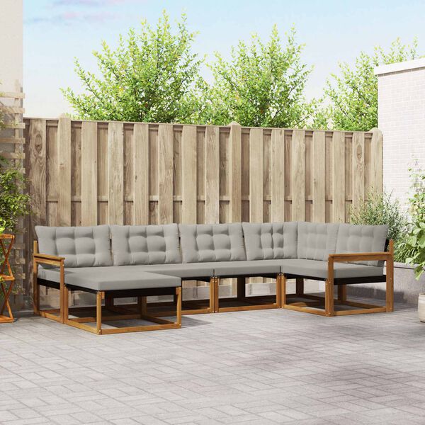 vidaXL Z&aacute;hradn&aacute; s&uacute;prava gaučov s vank&uacute;&scaron;om 6 pcs Pr&iacute;rodn&aacute; a svetlosiv&aacute;