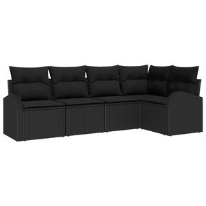 vidaXL Sada pohoviek s vankúšom s úložiskom 5 pcs Čierna polyratan