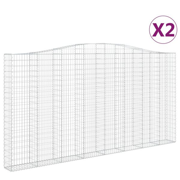 vidaXL Obl&uacute;kov&yacute; gabionov&yacute; k&ocirc;&scaron; 2 ks 400x30x200/220cm pozinkovan&eacute; železo