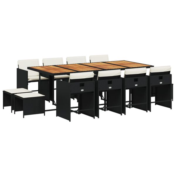 vidaXL 13-dielna z&aacute;hr. jed&aacute;lensk&aacute; s&uacute;prava s vank&uacute;&scaron;mi čierna polyratan