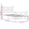 vidaXL Kovový rám postele s čelom a podnožkou biely 90x190 cm