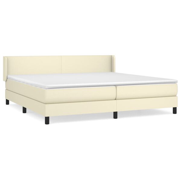 vidaXL Boxspring posteľ s matracom kr&eacute;mov&aacute; 200x200 cm umel&aacute; koža