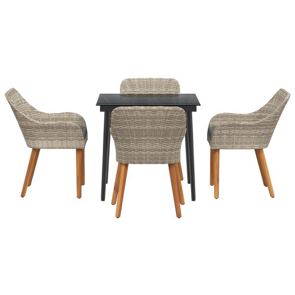 vidaXL Jedálenská súprava Svetlosivá Poly ratan