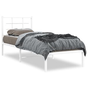 vidaXL Kovov&yacute; r&aacute;m postele bez matraca s čelom biely 75x190cm