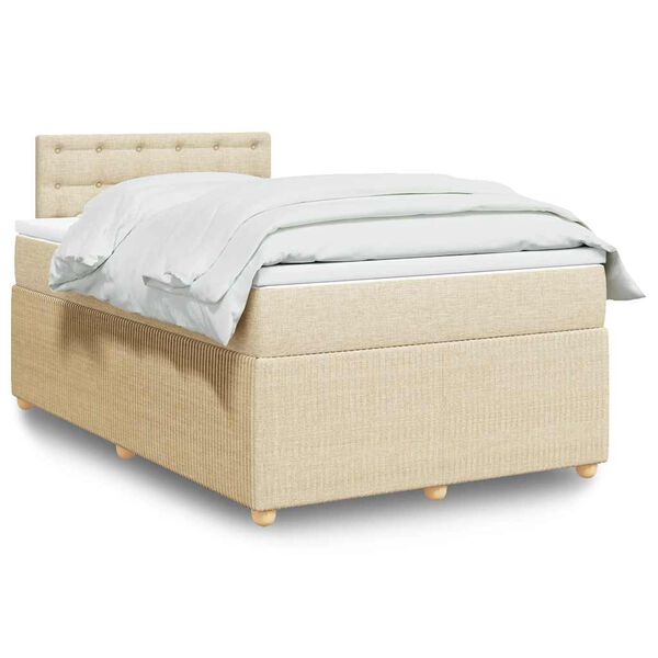 vidaXL Boxspring posteľ s matracom kr&eacute;mov&yacute; 120x200 cm l&aacute;tka