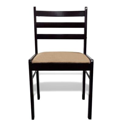 vidaXL Jedálenské stoličky 6 ks, hnedé, drevený masív a zamat