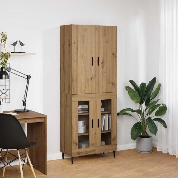 vidaXL Highboard 2 pcs Star&eacute; drevo Drevovl&aacute;knit&aacute; doska a sklo