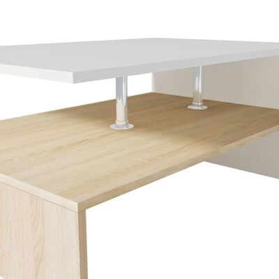 vidaXL Konferenčný stolík, drevotrieska, 90x59x42 cm, dubový a biely