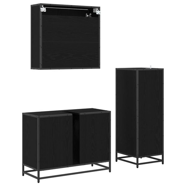 vidaXL Sada k&uacute;peľňov&eacute;ho n&aacute;bytku 3 pcs Čierny dub Kompozitn&eacute; drevo