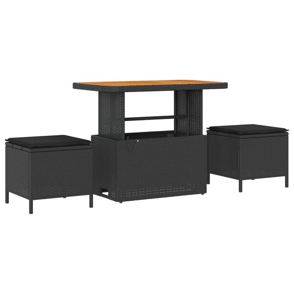 vidaXL S&uacute;prava z&aacute;hradn&yacute;ch pohoviek s vank&uacute;&scaron;om 9 pcs Čierna Poly ratan