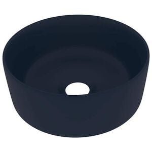 vidaXL Luxusn&eacute; um&yacute;vadlo, okr&uacute;hle, matn&eacute; tmavomodr&eacute; 40x15 cm, keramika