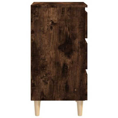 vidaXL Nočný stolík s nohami z masívneho dreva dymový dub 40x35x69 cm