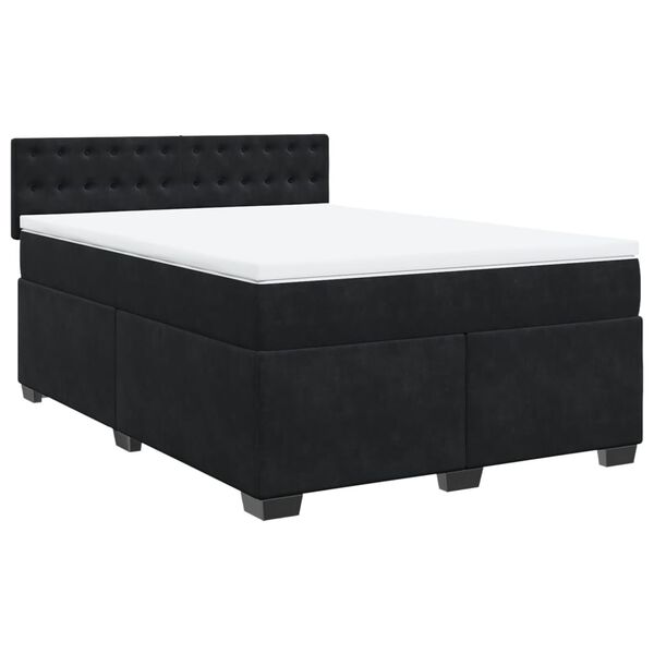 vidaXL Posteľn&yacute; r&aacute;m boxspring s matracom čierny 140x200 cm zamat