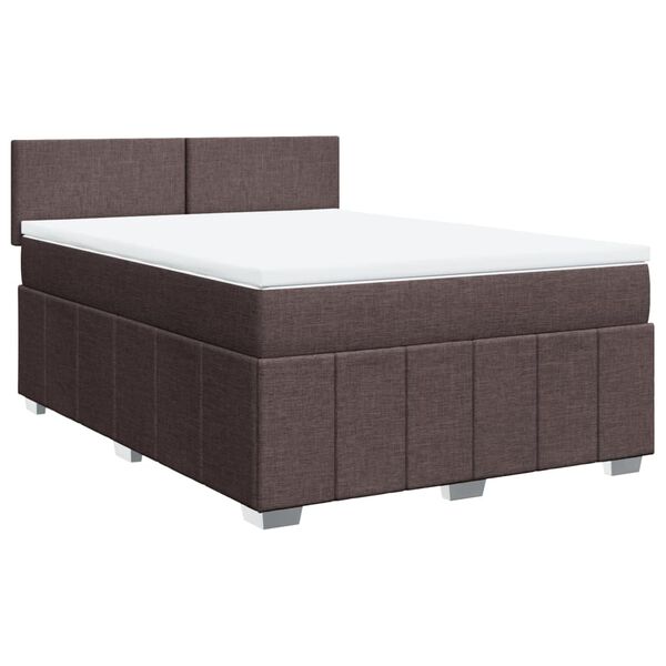 vidaXL Boxspring posteľ s matracom tmavohned&aacute; 140x200 cm l&aacute;tka
