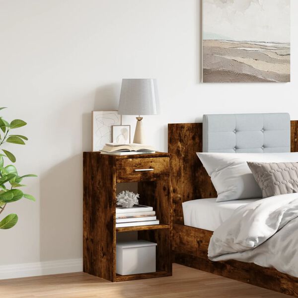 vidaXL Nočn&yacute; stol&iacute;k dymov&yacute; dub 35x34x65 cm kompozitn&eacute; drevo