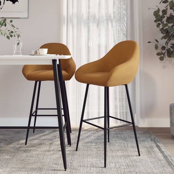 vidaXL Barové stoličky 2 ks hnedé zamatové