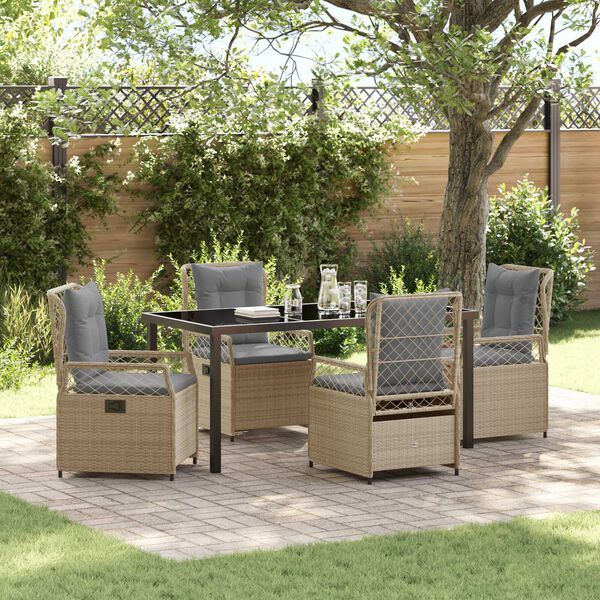 vidaXL Z&aacute;hradn&yacute; jed&aacute;lensk&yacute; set 5 pcs Beige a svetlo &scaron;ed&aacute; polyratan