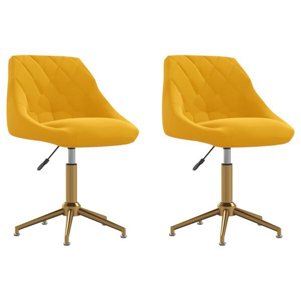 vidaXL Otočn&eacute; jed&aacute;lensk&eacute; stoličky 2 ks horčicovo-žlt&eacute; zamatov&eacute;