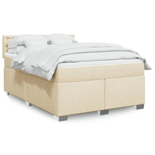 vidaXL Posteľn&yacute; r&aacute;m boxspring s matracom kr&eacute;mov&yacute; 160x200 cm l&aacute;tka