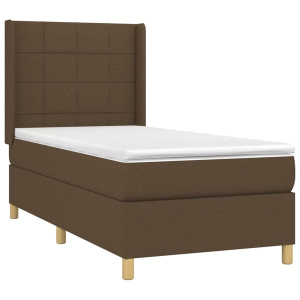 vidaXL Boxspring posteľ s matracom tmavohned&aacute; 90x190 cm l&aacute;tka