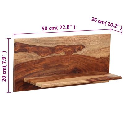 vidaXL Nástenné police 2 ks 58x26x20 cm masívne sheeshamové drevo