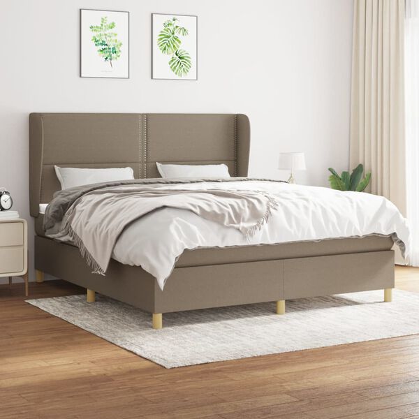 vidaXL Posteľn&yacute; r&aacute;m boxspring s matracom sivohned 180x200 cm l&aacute;tka