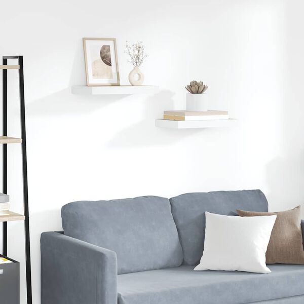 vidaXL Pl&aacute;vaj&uacute;ce n&aacute;stenn&eacute; police 2 ks dubov&eacute; a biele 40x23x3,8 cm MDF