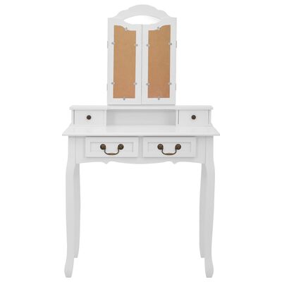 vidaXL Toaletný stolík so stoličkou, biely 80x69x141 cm, paulovnia