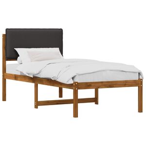 vidaXL R&aacute;m postele s čal&uacute;nen&yacute;m čelom Pr&iacute;rodn&aacute; a tmavosiv&aacute; 90 x 200 cm