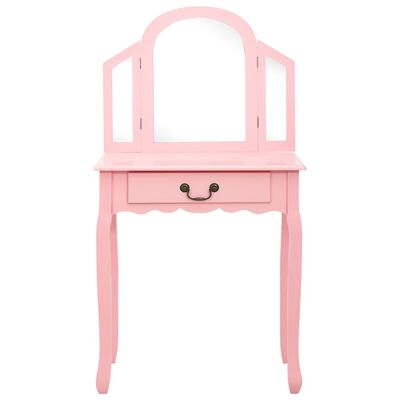 vidaXL Toaletný stolík so stoličkou ružový 65x36x128 cm drevo paulovnie MDF