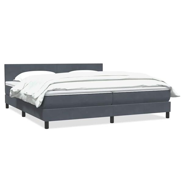 vidaXL Posteľn&yacute; r&aacute;m boxspring s matracom tmavosiv&yacute; 180x210 cm zamat