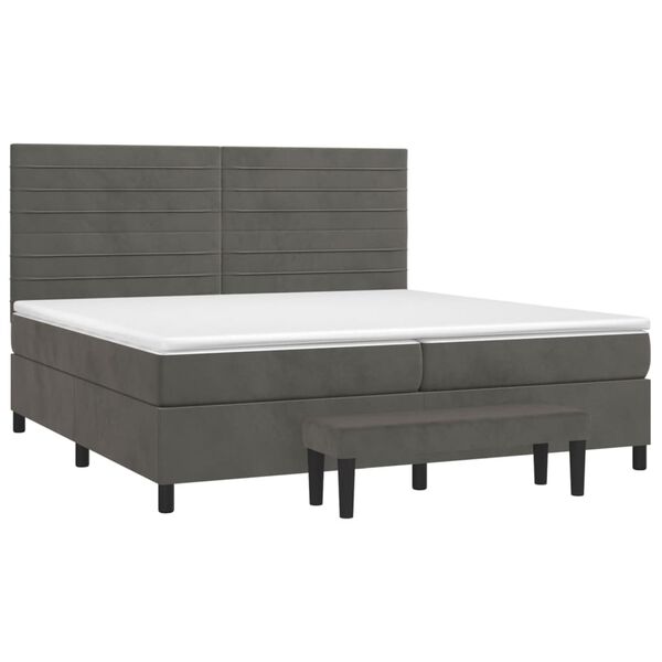vidaXL Posteľn&yacute; r&aacute;m boxspring s matracom tmavosiv&yacute; 200x200 cm zamat