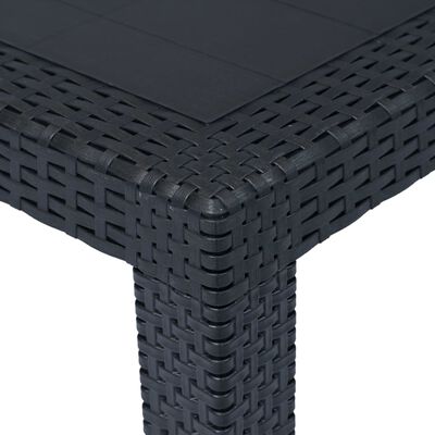 vidaXL Záhradný stôl plastový ratanový vzhľad 220x90x72 cm antracit