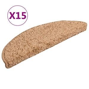 vidaXL Schodov&eacute; rohože 15 ks 56x17x3 cm b&eacute;žov&eacute;, polkruhov&eacute;