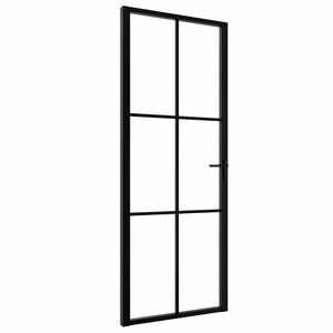 vidaXL Vn&uacute;torn&eacute; dvere 76 x 201,5 cm Hlin&iacute;k Čierna a priehľadn&aacute;
