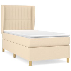 vidaXL Posteľn&yacute; r&aacute;m boxsping s matracom kr&eacute;mov&yacute; 90x200 cm l&aacute;tka