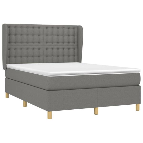 vidaXL Boxspring posteľ s matracom tmavosiv&aacute; 140x190 cm l&aacute;tka