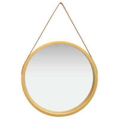 vidaXL Nástenné zrkadlo s popruhom zlaté 60 cm