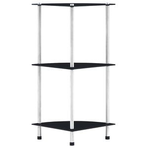 vidaXL Reg&aacute;l s 3 policami, čierny 30x30x67 cm, tvrden&eacute; sklo