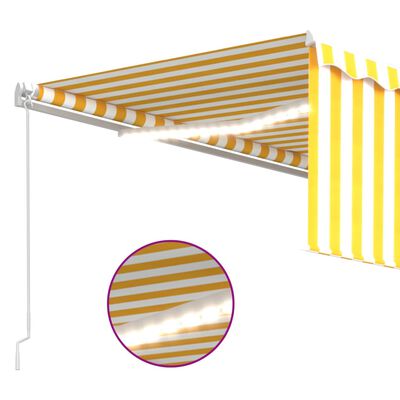 vidaXL Ručne zaťahovacia markíza s tienidlom a LED 4x3 m žlto-biela