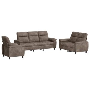 vidaXL Sada pohoviek 3 pcs Svetlosiv&aacute; Faux semi&scaron;ov&aacute; koža