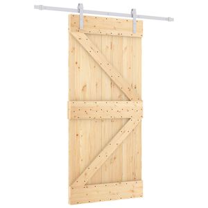 vidaXL Posuvn&eacute; dvere 90 x 210 cm Borovicov&yacute; mas&iacute;v Pr&iacute;rodn&aacute; a biela