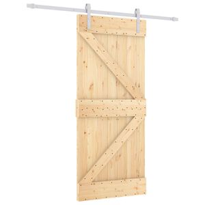 vidaXL Posuvn&eacute; dvere 90 x 210 cm Borovicov&yacute; mas&iacute;v Pr&iacute;rodn&aacute; a biela